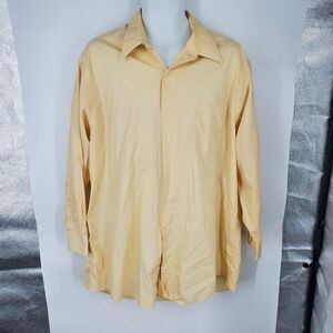 Covington Shirt Mens 17.5 34/35 Yellow Button Front Dress Long Sleeve Pocket